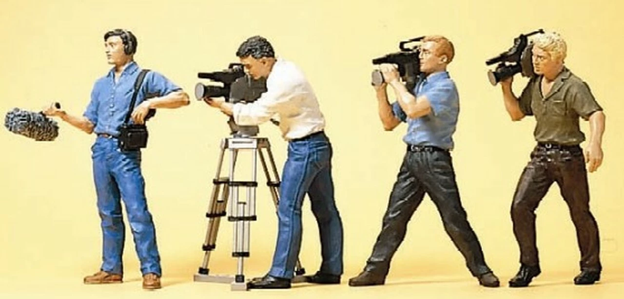 Cheapest π TV Film Crew w/Cameras (4) HO Scale Preiser Models β 1 Cheapest π TV Film Crew w/Cameras (4) HO Scale Preiser Models β