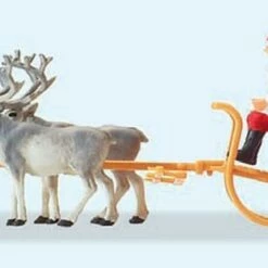Brand new ⭐ Santa on Sleigh w/presents & 4 Reindeer HO Preiser Models ⭐