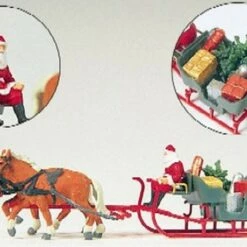 Cheap ⭐ Horse Drawn Sleigh w/Santa Claus, Tree & Presents Christmas HO Preiser Models ⭐
