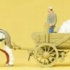 Promo 👍 Horse Drawn Farm Wagon w/Sacks & Man HO Preiser Models ❤️