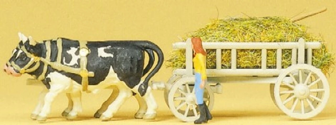 Discount ⌛ Cow Drawn Hay Wagon w/Woman Walking HO Preiser Models ⌛ 1 Discount ⌛ Cow Drawn Hay Wagon w/Woman Walking HO Preiser Models ⌛