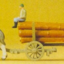 Discount 🤩 Horse Drawn Log Wagon w/Rider N Preiser Models ✔️