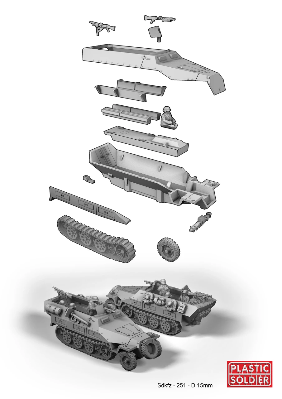 Best deal π WWII German SdKfz 251/D Halftrack (5) & Crew (7 per vehicle) 15mm Plastic Soldier Company π 3 Best deal π WWII German SdKfz 251/D Halftrack (5) & Crew (7 per vehicle) 15mm Plastic Soldier Company π - Image 3