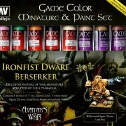 Deals 👍 Ironfist Dwarf Berserker Metal Fig. & Game Color Paint Set (8 Colors) 17ml Bottle Acrylic Vallejo Paint 🤩