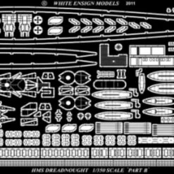 Promo ⭐ HMS Dreadnought British Battleship Detail Set For ZVE 1/350 White Ensign HMS Dreadnought British Battleship Detail Set for ZVE 1/350 White Ensign 🎁