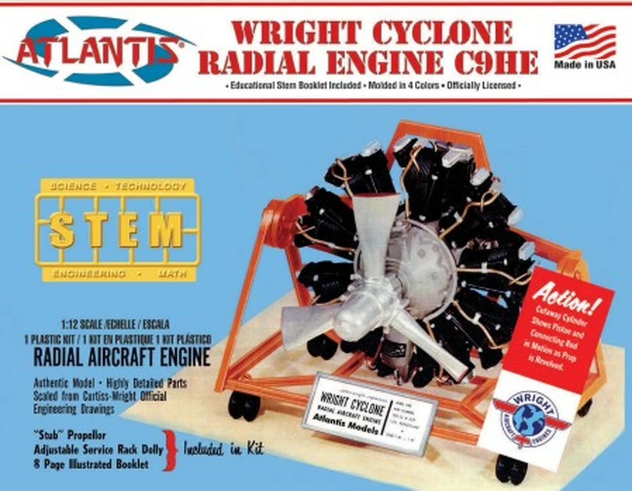 Best Sale ⭐ Wright Cyclone C9HE Radial Aircraft Engine STEM Model Kit 1/12 Atlantis Models ❤️ 1 Best Sale ⭐ Wright Cyclone C9HE Radial Aircraft Engine STEM Model Kit 1/12 Atlantis Models ❤️