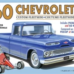 Best Pirce 👏 1960 Chevrolet Custom Fleetside Pickup Truck w/Go Kart 1/25 AMT Models 👏