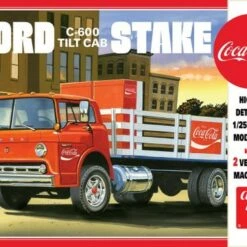 Wholesale 🎁 Ford C600 Tilt Cab Stake Bed Truck w/Coca-Cola Machines 1/25 AMT Models ⌛