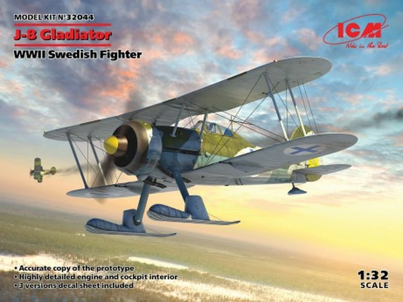 Cheap π WWII Swedish J8 Gladiator Fighter with Skis 1/32 ICM Models π 1 Cheap π WWII Swedish J8 Gladiator Fighter with Skis 1/32 ICM Models π