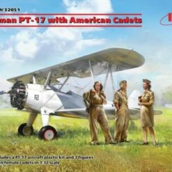 Outlet 🛒 Stearman PT-17 BiPlane w/3 Newly Tooled American Cadets 1/32 ICM Models 🎁