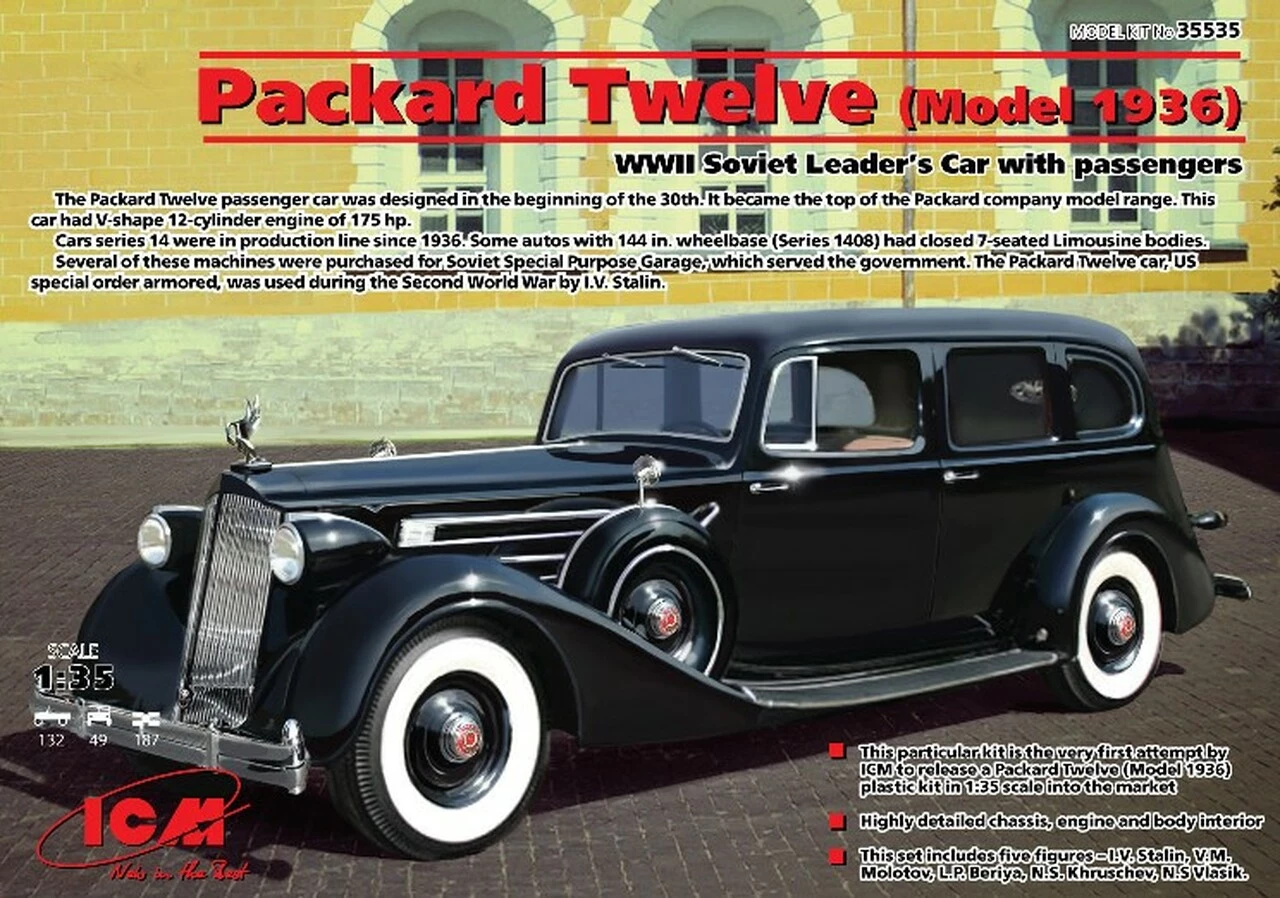 Flash Sale π Packard Twelve (Model 1936) WWII Soviet Leader's Car & Passengers 1/35 ICM Models π 1 Flash Sale π Packard Twelve (Model 1936) WWII Soviet Leader's Car & Passengers 1/35 ICM Models π