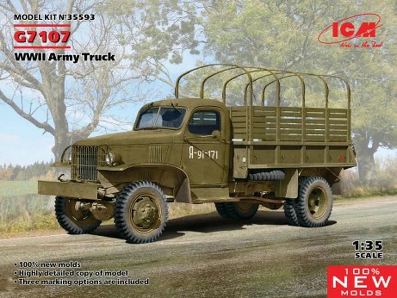 Hot Sale ❤️ WWII G7107 Army Truck 1/35 ICM Models ❤️ 1 Hot Sale ❤️ WWII G7107 Army Truck 1/35 ICM Models ❤️