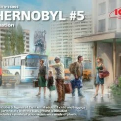 Best deal 🎉 Chernobyl #5: Evacuation Diorama Set (5 figures with luggage, house front, base, background) 1/35 ICM Models 🎉