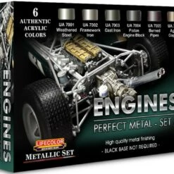 Budget ❤️ Engines Perfect Metal #3 Acrylic Set (6 22ml Bottles) Lifecolor 🎉