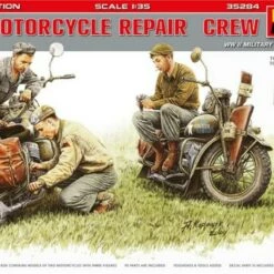 Hot Sale ⭐ WWII US Motorcycle Repair Crew (3) w/2 Motorcycles, Tools & Boxes (Special Edition) 1/35 Miniart Models 👏