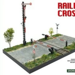 Best Sale ✨ Railroad Crossing w/Cobblestone Sections, Track, Barriers & Semaphore 1/35 Miniart ⌛