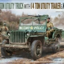 Best Pirce 👍 Willy's Jeep US Army 1/4-Ton Utility Truck w/Trailer & MP Figure 1/35 Takom 😍