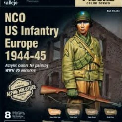 Best deal βοΈ NCO US Infantry Europe 1944-45 w/Resin Figure 17mL Paint Set (8 Colors) Vallejo Paint π