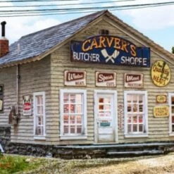Discount ❤️ Built-N-Ready Carver's Butcher Shoppe LED Lighted N Scale Woodland Scenics 🛒